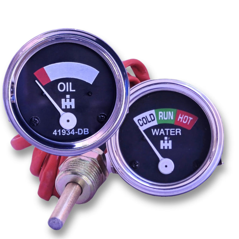 2-Gauges Replacement Instruments Kit - Oil Pressure & Water Temp Gauge Set - Fits in Farmall IH H, SH, SM, SMD, SMTA, W, SW (1947-1954) & International 230, 340, 350, 400, 450, 460, 560,