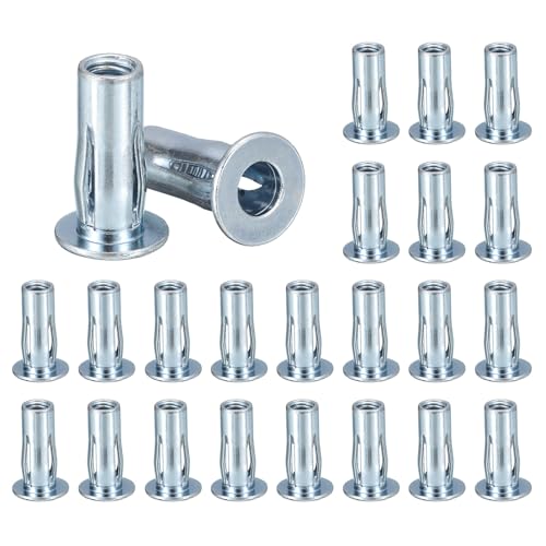 5/16-18 Multi-Grip Rivet Nuts, 24pcs Pre-Bulbed Shank Flat Head Threaded Insert Nut Carbon Steel Plus Nuts Construction Fasteners for Industrial 24 5/16-18