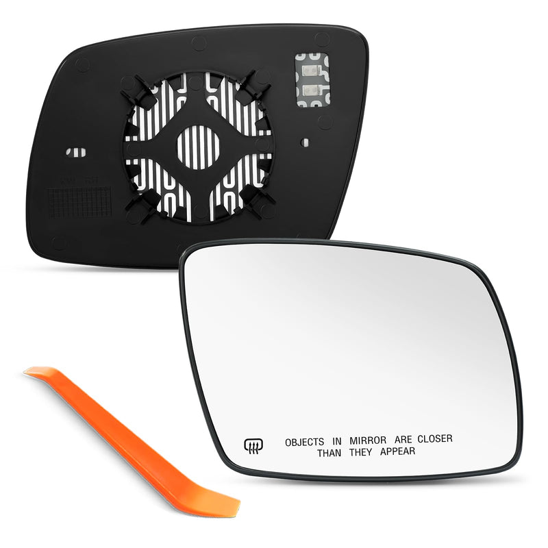 Compatible with Dodge Journey Passenger Side Mirror 2009 2010 2011 2012 2013 2014 2015 2016 2017 2018 2019, Right Side Mirror Glass Replacement, Chrome, Power Heated with Backing Plate Passenger Side（RH）