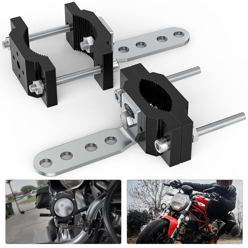 Nilight Motorcycle Light Bar Tube Clamp Bracket Fit from 0.7 to 2Inch Round Tubes Mounting Brackets Offroad LED Light Pods Front Fork Lights Roof Rack Bumper ATV UTV 0.7-2" bar tube clamp
