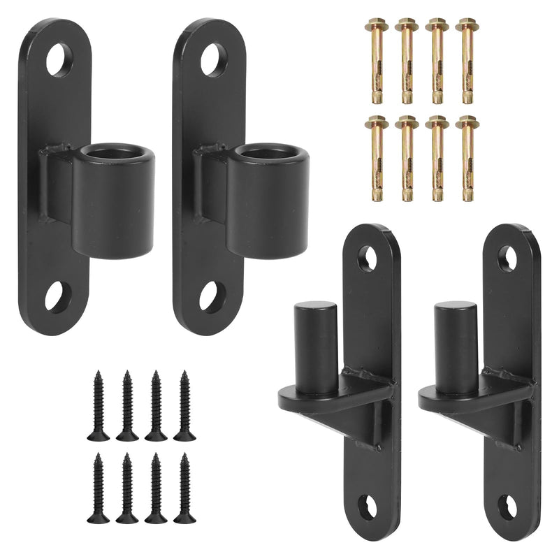 Wall Mount Gate Hinges, 2 Pairs Heavy Duty Fence Gate Hinges 5/8'' Pin Fence Post Hinge Set for Wooden or Concrete Fence Gate (Black, Screws Included) Black-2 Pairs