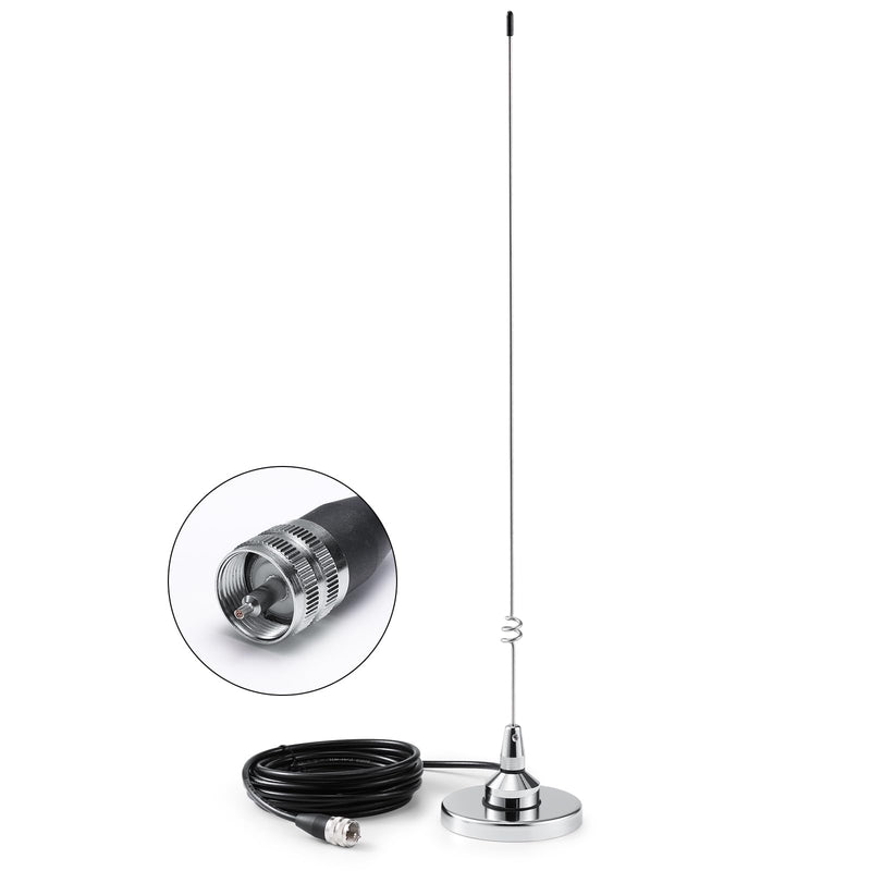 Radioddity RA-UV712 Dual Band GMRS/VHF/UHF Magnetic Mount Antenna Kit, 136-174/400-520MHz, 20-Inch HIgh, with 15ft Cable, PL-259 Compatible with Car Truck Mobile Radios, Scanners, Repeaters