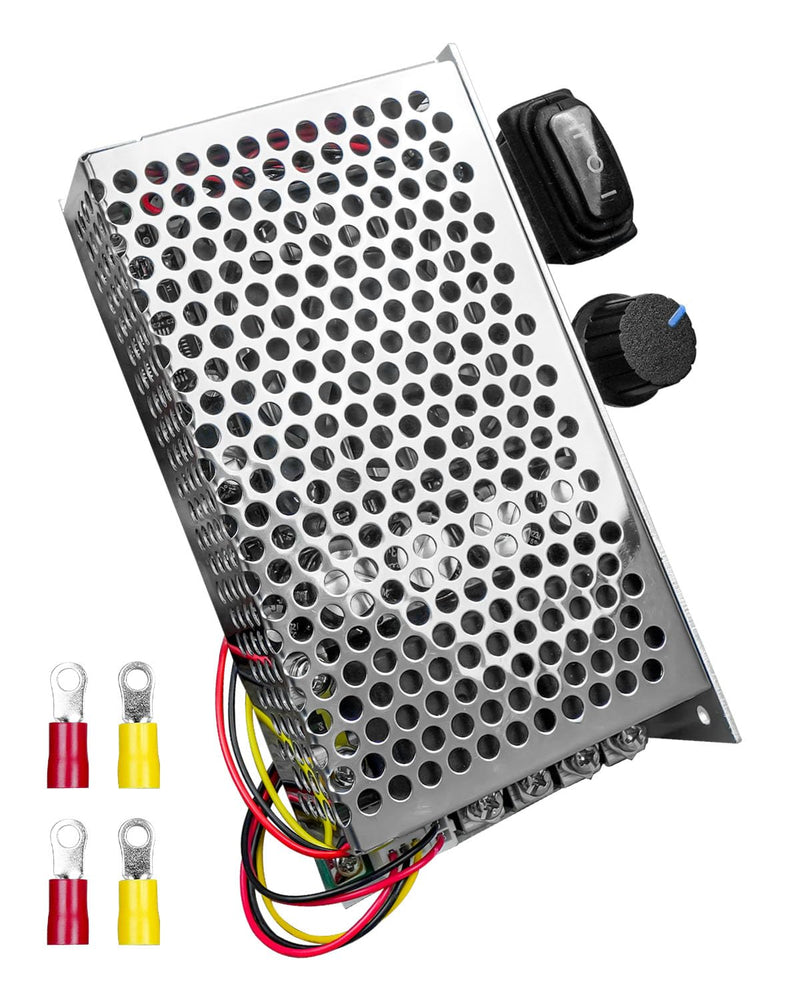 DC Motor Speed Controller Max PWM 3500W, DC 10V-50V & Rated 60A/ Max 100A Brush Motor Stepless Speed Controller with Forward-Brake-Reverse Switch & Ajustable Potentiometer