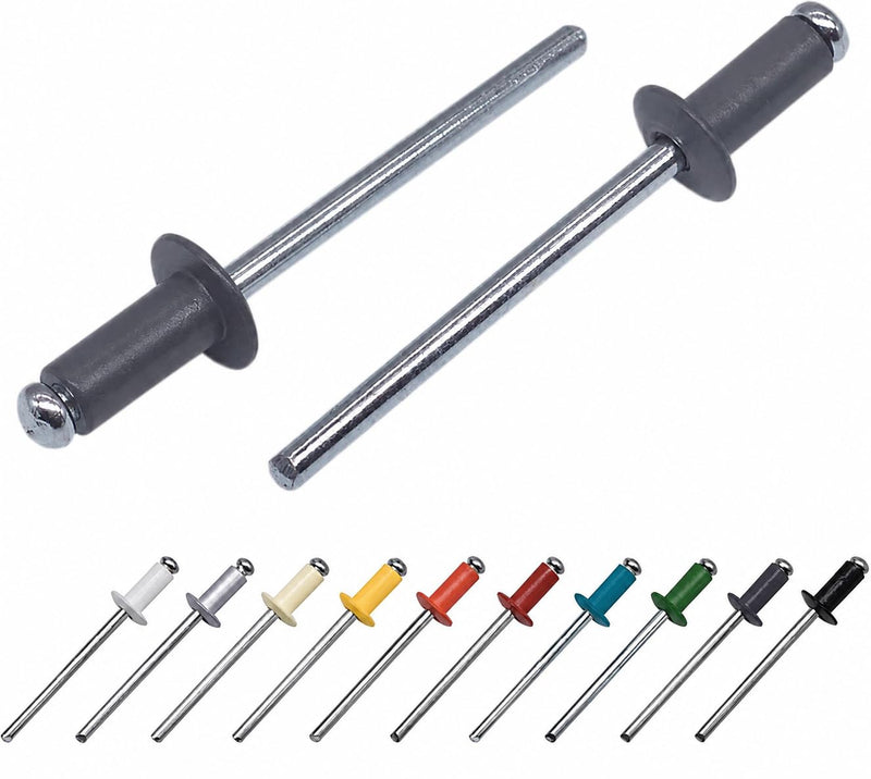(Pack of 1000) Painted Blind Rivets 1/8" x 5/16" (3.2 x 8 mm), Dome Head, DIN 7337, Aluminium Rivets and Steel Mandrel, Pop Rivets, Anthracite Grey RAL 7016