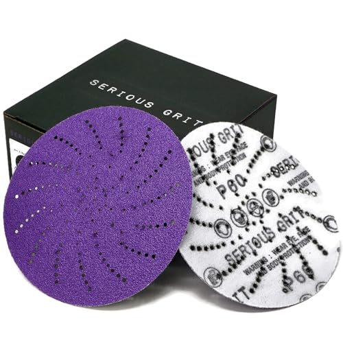 Serious Grit - 5-Inch P60 Grit Ceramic Multi-Hole Sanding Discs - 25 Pack 60 Grit
