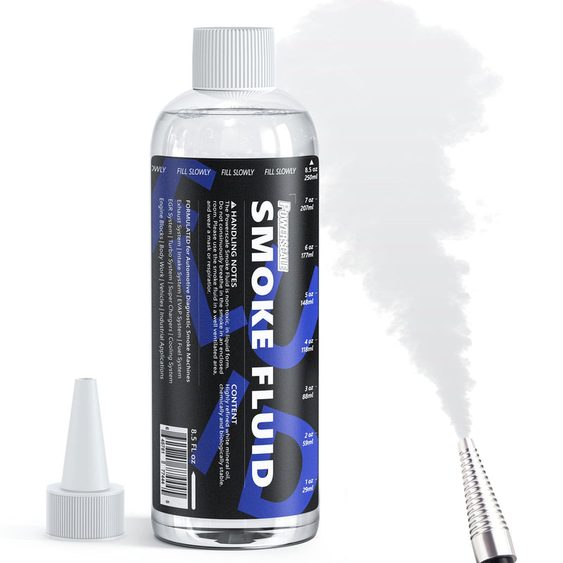 Smoke Machine Liquid - 8.5oz(250ml) - Smoke Fluid Refill Solution for Automotive Smoke Machine Testing - EVAP, Vacuum, Fuel, Exhaust Systems, Turbo & Super Charger