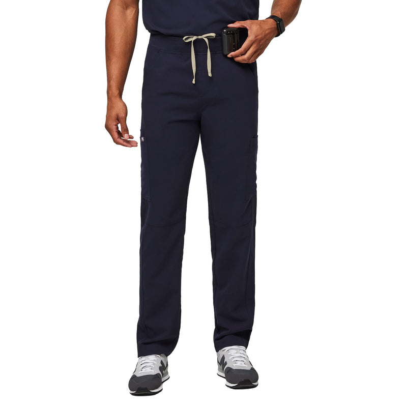 FIGS Axim Cargo Scrub Pants for Men — Classic Fit, Straight Leg, 7 Pockets, 4-Way Stretch, Anti-Wrinkle Regular Medium Navy Blue