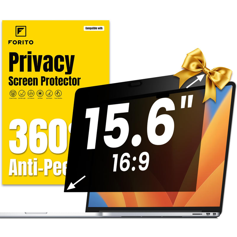 F FORITO 15.6 Inch Laptop Privacy Screen Protector, 360° Anti Peeping and Anti Glare Laptop Privacy Shield Compatible with 15.6" HP/Lenovo/Dell/Acer/ASUS/Thinkpad with 16:9 Aspect Ratio 15.6 Inch Computer with 16:9 Aspect Ratio
