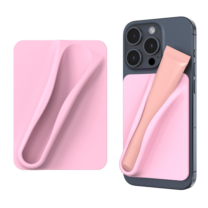  [AUSTRALIA] - DOB SECHS Silicone Lip Holder for Cell Phone Lipstick Lip Glaze Phone Case Back Stick On Holder for iPhone and Android Phones, Light Pink