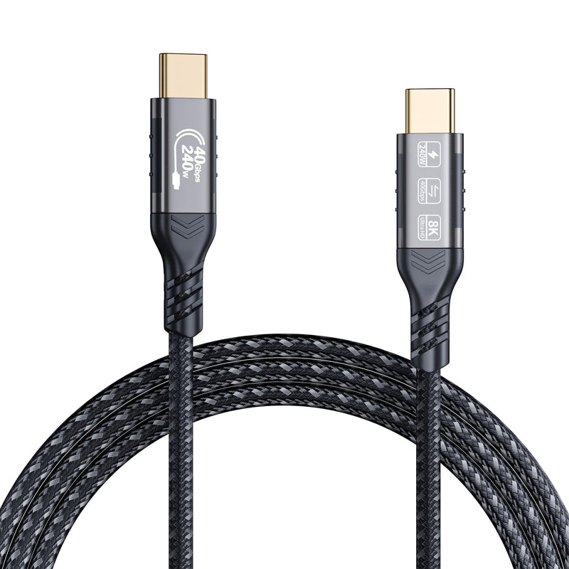 Thunderbolt 4 6.6ft USB C Cable - Supports 40Gbps Data Transfer and 8K/4K Video - Compatible with Thunderbolt 4/3 Monitor, Hub, Docking Stations - Black 40Gbps Data Transfer cable-2M/6.6FT