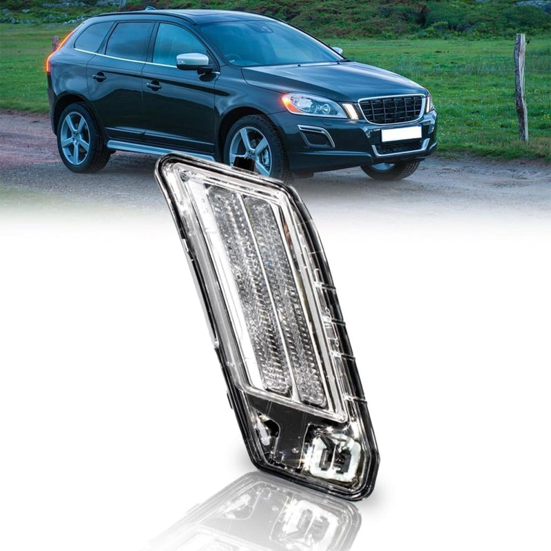 LED DRL Daytime Running Light Lamp Fit for Volvo XC60 2010 2011 2012 2013 | Plastic | with bulbs | Volvo XC60 accessories,Replace for VO2521112 31290874(Right Side) Right Side