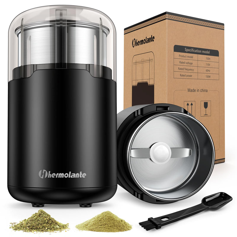 Herb Grinder, Spice Grinder, Coffee grinder, 150 w Electric Herb Grinder with Stainless Steel Blade and Cleaning Brush, Compact Size Electric Grinder for Herb Spices Coffee Nuts Seeds,etc.