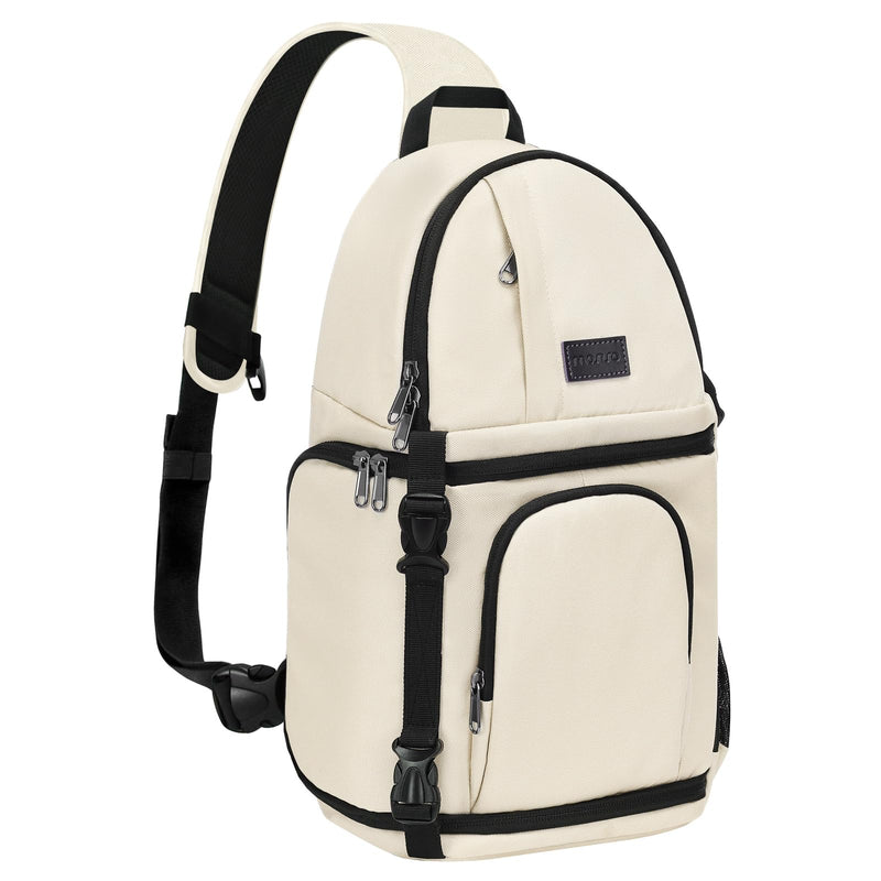 MOSISO Camera Sling Bag, DSLR/SLR/Mirrorless Camera Case Camera Backpack | Shockproof Photography Bag with Tripod Holder&Removable Modular Inserts Compatible with Canon/Nikon/Sony/Fuji, Beige