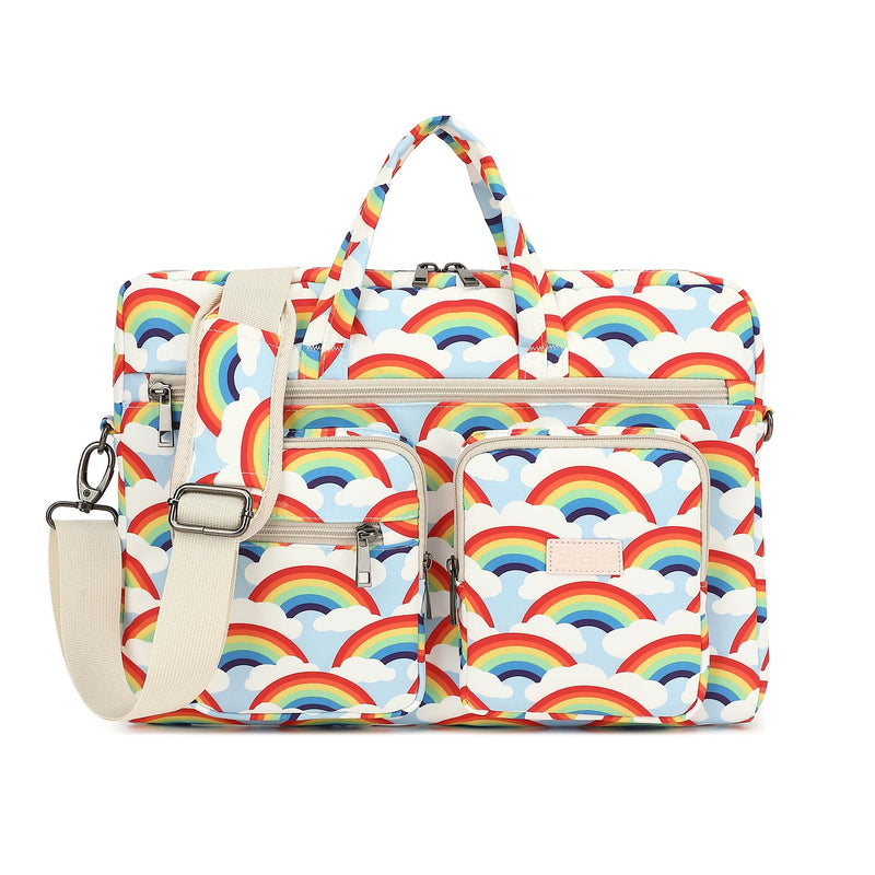 Ezrelia15-15.6 inch Laptop Shoulder Bag, for MacBook Pro 16, Hp Lenovo Dell 14 inch Waterproof Messenger Bag Case Sleeve 15 inch/15.6 inch Rainbow