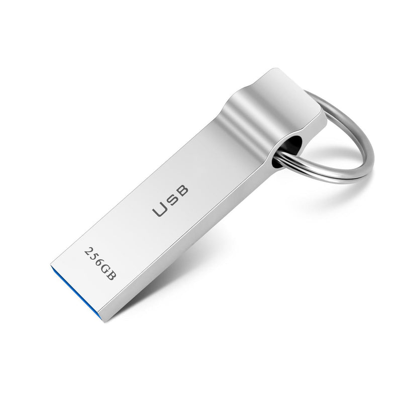 USB Flash Drive 256GB Waterproof USB Stick High Speed Memory Stick 256GB Ultra Large Storage Metal Thumb Drive with Keychain Design for Laptop Computer Tablet