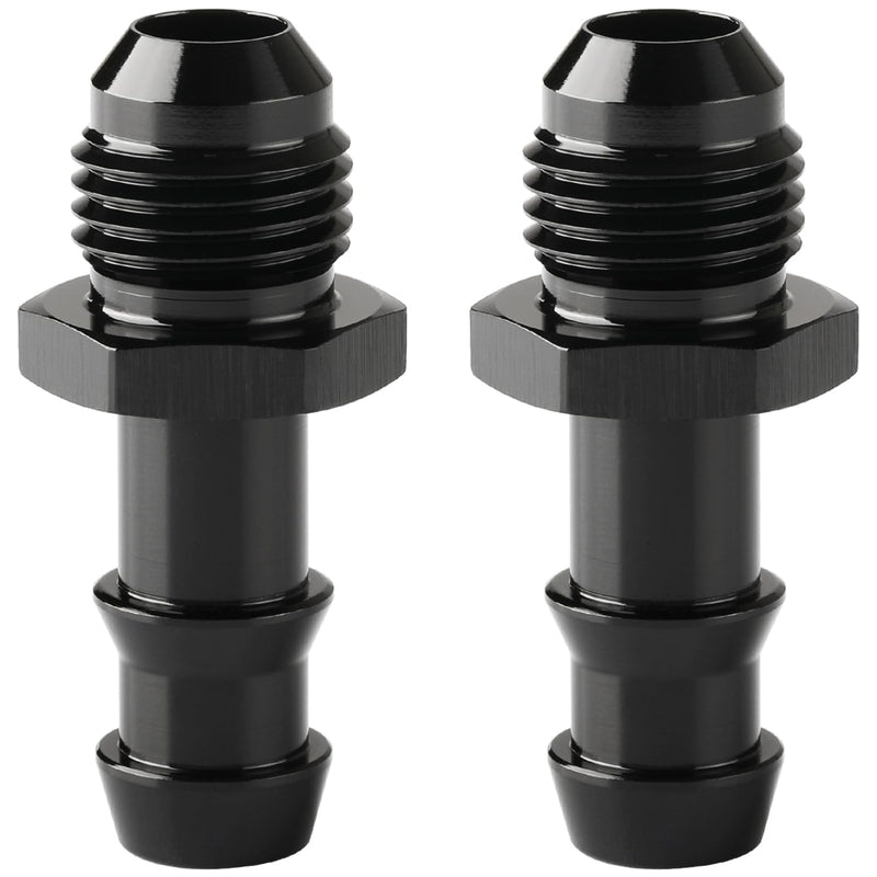 6AN Male Flare to 3/8 Hose Barb Straight Fitting Adapter Aluminum Black 2PCS 6AN to 3/8" Black - 2PCS