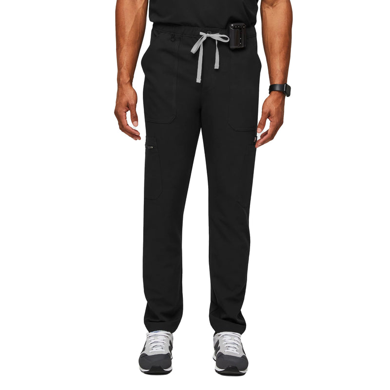 FIGS Cairo Cargo Scrub Pants for Men — Classic Straight Leg Fit, 9 Pockets, 4-Way Stretch, Anti-Wrinkle Regular Medium Black