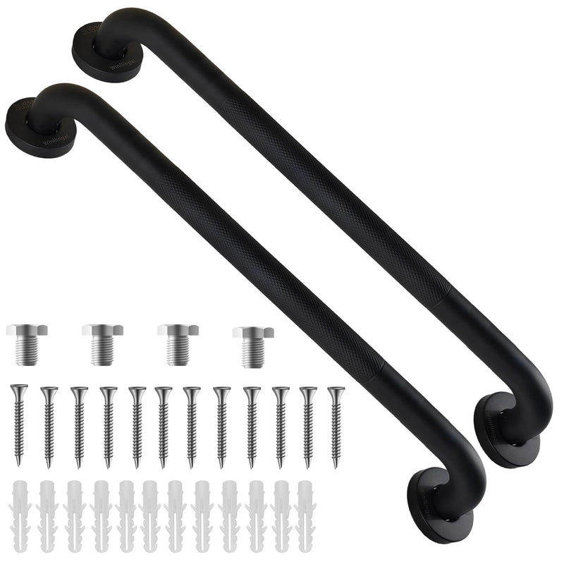 Grab Bars for Bathtubs and Showers 2 Pack 24 Inch- Safety Bathroom Handicap Grab Bar for Seniors - Anti-Slip Grab Bars for Shower- Shower Handles for Elderly(Black) Black
