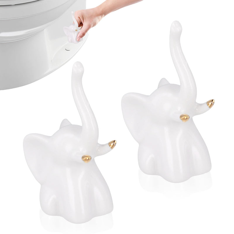 2pcs Toilet Floor Bolt Caps, Toilet Bolt Elephant Knob Cover, Toilet Seat Bowl Covers Ceramic Bottom Toilet Bolt Toilet Screw Covers Caps, Decorative Easy installation Set for Bathroom Decor
