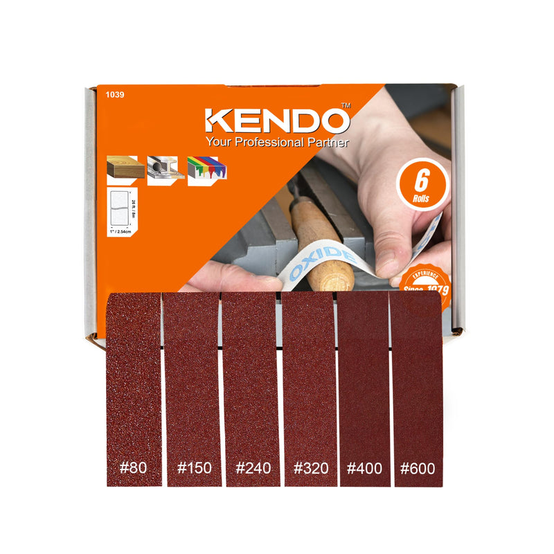 6 Grits Emery Cloth Roll, 1''x 19.7" Sand Paper Roll with Dispenser,80 150 240 320 400 600 Grit Sandpaper Assortment, Wet Emory Cloths for Wood Furniture & Metal & Automotive (6Meters) 6roll8m