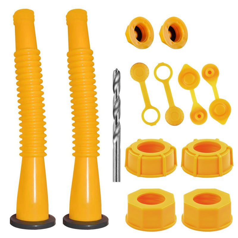 Gas Can Spout Replacement Kit, Gas Can Nozzle Replacement (2 Kit), For most 1/2/5/10 Gallon Gas Cans.The seal is fully installed you can use it directly. Replacement gas can spout (Yellow) 2 Kit Yellow