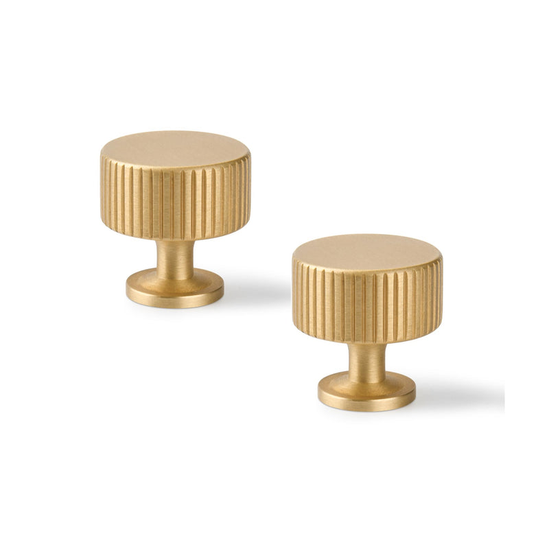 Urnew- Brushed Gold Cabinet Knobs 5 Pack Solid Brass Dresser Drawer Pulls Modern Cabinet Hardware for Cupboard Kitchen Bathroom Furniture Knobs Brush Gold