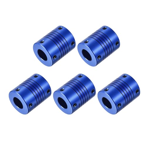 uxcell 5Pcs 5mm to 12mm Aluminum Alloy Shaft Coupling L30xD25 Flexible Coupler with Screws Beam for 3D Printer CNC Machine DIY Encoders and Motors Shaft,Blue 5