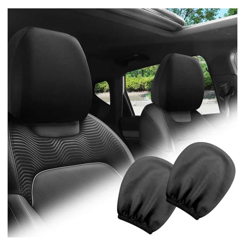 2PCS Car Headrest Cover,Stretchy Fabric Car Seat Headrest Cover for Protect & Avoid Scratches,Removable Head Rest Covers for Car Seat Suitable for Most Car Headrest Accessories (Black) Black