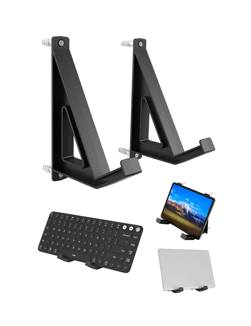 Universal Wall Mount Storage Organizer for Keyboard/Laptop/Tablet, Wall Display Rack Holder for Electronics, Compatible with Wall Hangers for Pictures/Paintings/Frames/Books (Black) Black