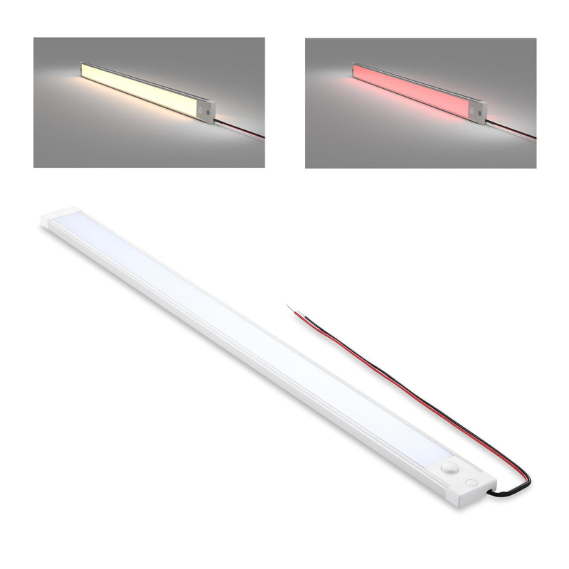 acegoo RV Interior LED Light Bar 12V LED Light Strip for Motorhome Camper Trailer Kitchen Countertop Under Cabinet Lighting, Integral Dimmer Switch & Red Night Light (Warm White, 16.5 inch) Warm White 16.5 Inches