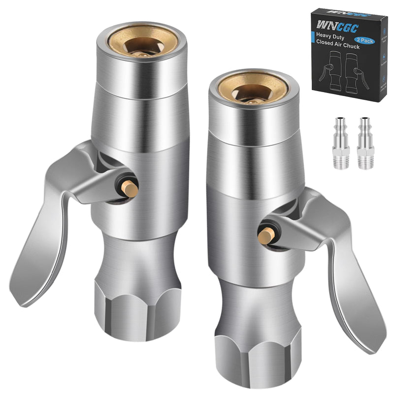 Air Chuck, Two Jaws Locking Air Chuck, 1/4" FNPT Closed Flow Lock on Tire Chuck for Tire Inflator Gauge Compressor Accessories, No Leakage