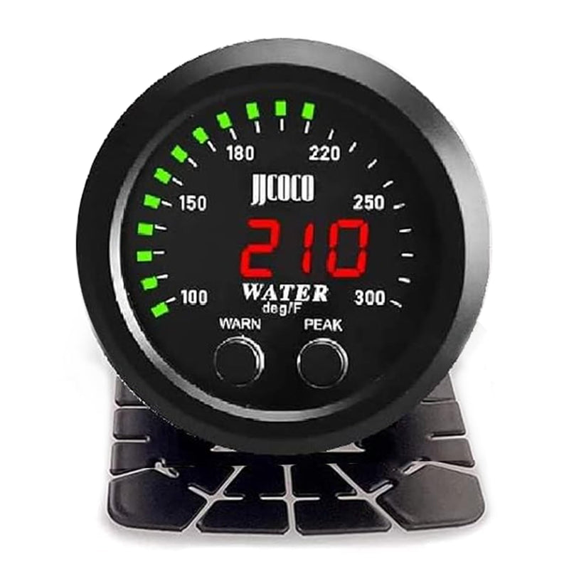 Universal 2Inch(52mm) Water Temperature Gauge with Alarm and 1/8NPT Sensor Car Digital Meter Temp 100-300F(-17~187C) Green Display Green water temperature gauge