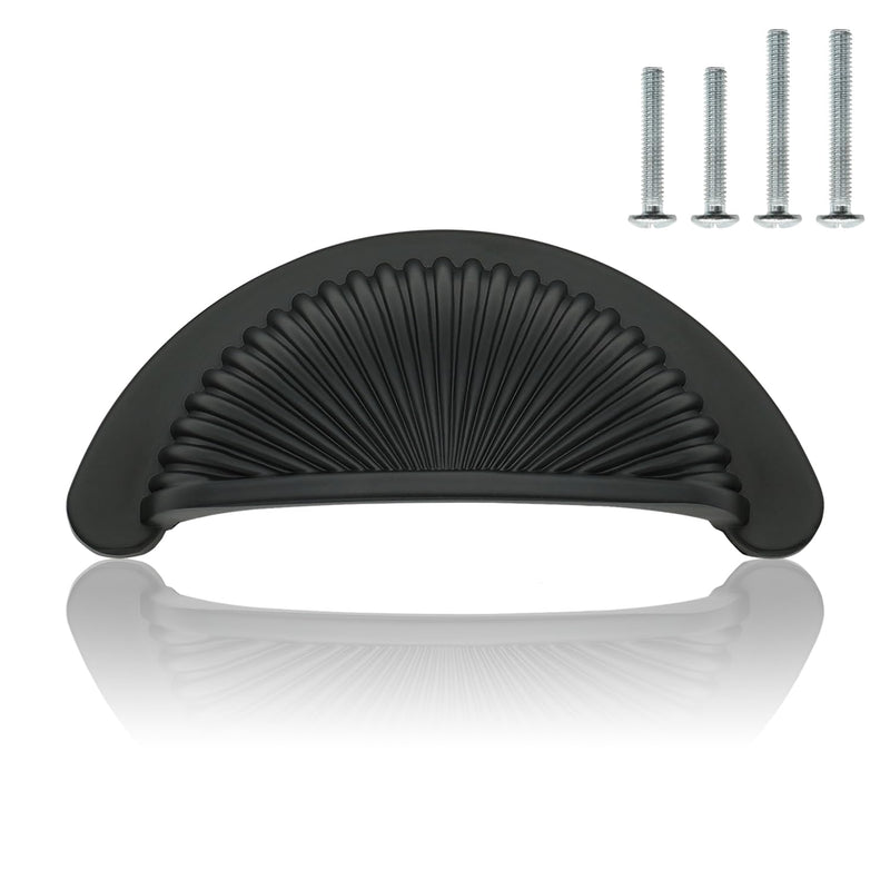 10 Pack Matte Black Bin Cup Drawer Pulls 2.5 Inch(64mm) Hole Center Zinc Alloy Cabinet Handles Dresser Kitchen Cupboard Bathroom Furniture Hardware 10 Pack