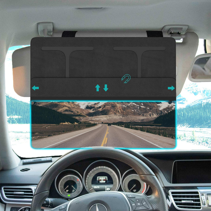 NAZZO Car Visor Extender Sun Blocker, Polarized Sunvisor Extension with Removable Magnetic PC Lens, Anti Glare Car Visor Extended for Safe Driving, Universal for SUV, Family Automotive, Black