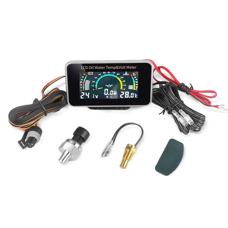  [AUSTRALIA] - 3-in-1 Auto Car LCD Meter Digital Oil Pressure Voltage Water Temperature Gauge Universal Instrument 9-36V for Car/Truck/SUV/RV 3-in-1 Water Temperature Gauge