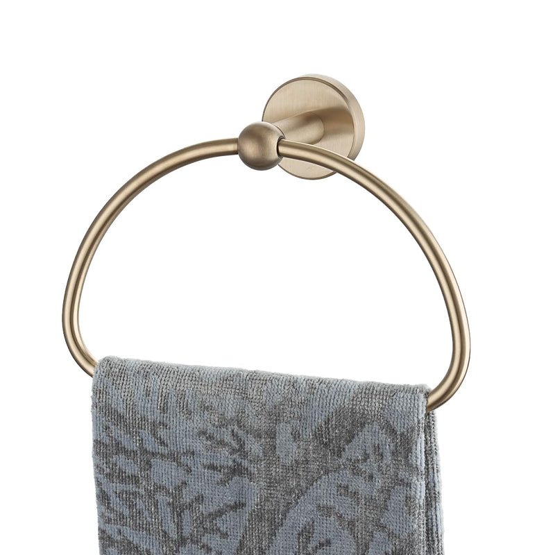 JQK Towel Ring Champagne Bronze, Stainless Steel Half Ring Towel Holder for Bathroom, 7 Inch Wall Mount, TR160-CB