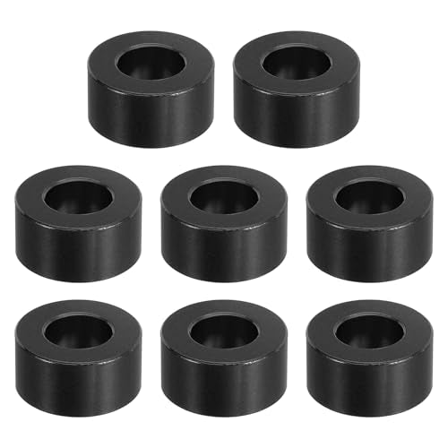 PATIKIL M10 Aluminum Spacer, 8 Pcs Metal Spacers Aluminum 10.5mm ID x 20mm OD x 10mm L Aluminum Spacer Screw Standoff Round for 2/5in or M10 Screw Bolt,Black Black
