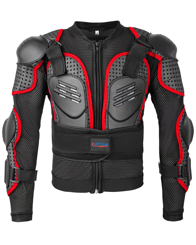 Kids Motorcycle Jacket-Dirt Bike Gear for MTB ATV,Motocross Armor Jacket,Chest Back Eblow Protection for SkateBoard Skating XX-Large Red