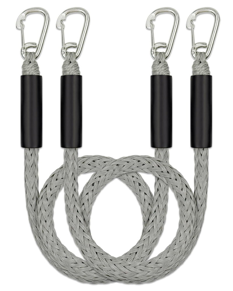 3 Feet Bungee Dock Lines with 2 Clips Heavy Duty 316 Stainless Steel Clips Boat Ropes Mooring Rope & Dock Ties for for Boats PWC or Jet Ski 2PCS (Grey, 3 Feet) Gray