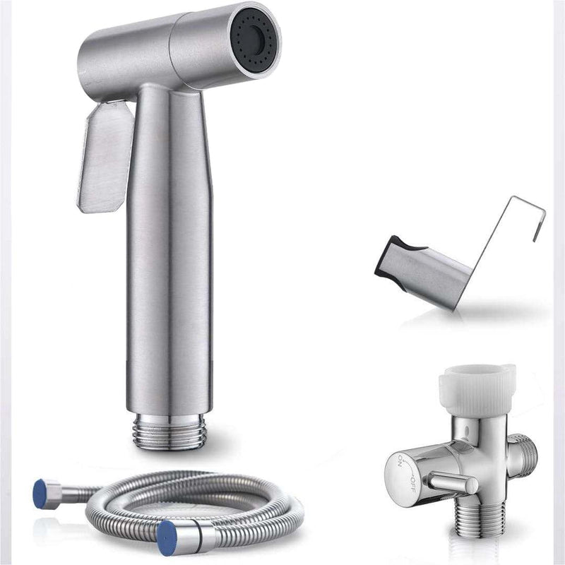 JNGOODS Handheld Bidet Sprayer for Toilet, Adjustable Pressure, Stainless Steel Brushed Nickel, Baby Cloth Diaper Wash - Easy to Install.