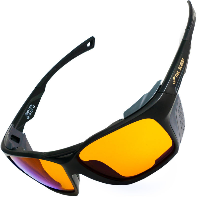 Orange Blue Light Blocking Glasses for Better Sleep - Amber Wrap Around Computer Migraine Glasses - EliteX Ultra Nighttime Migraine Gaming Glasses Men & Women - Screen Eye Strain Blue Light Blockers
