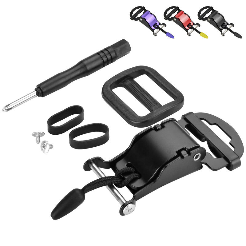 Helmet Quick Release Buckle Kit, Motorcycle Helmet Chin Strap Clip for Full Face, 3/4, Half Helmets With D-rings, Fast Release Fasteners Made by Safe Ratcheted Stainless Steel(Black) Black
