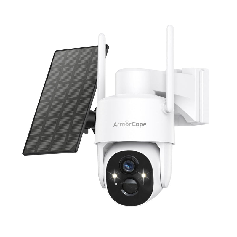 Solar Security Cameras Wireless Outdoor,360° View Battery Powered with Spotlight Color Night Vision,2K WiFi Home Security,PIR Sensor,Wireless Easy Install, 2.4 GHz Wi-Fi White WiFi 1 Pack