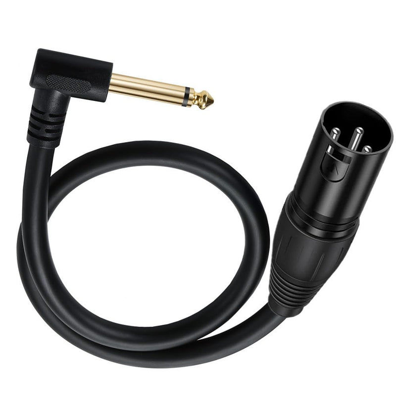 Halokny XLR to 1/4 Cable, 90 Degree 6.35mm (1/4 Inch) Mono TS Plug Male to 3 pin XLR Male Balanced Microphone Stereo Audio Converter Adapter 50cm/1.6Feet (6.35mm TS to XLR male) 6.35mm TS to XLR male