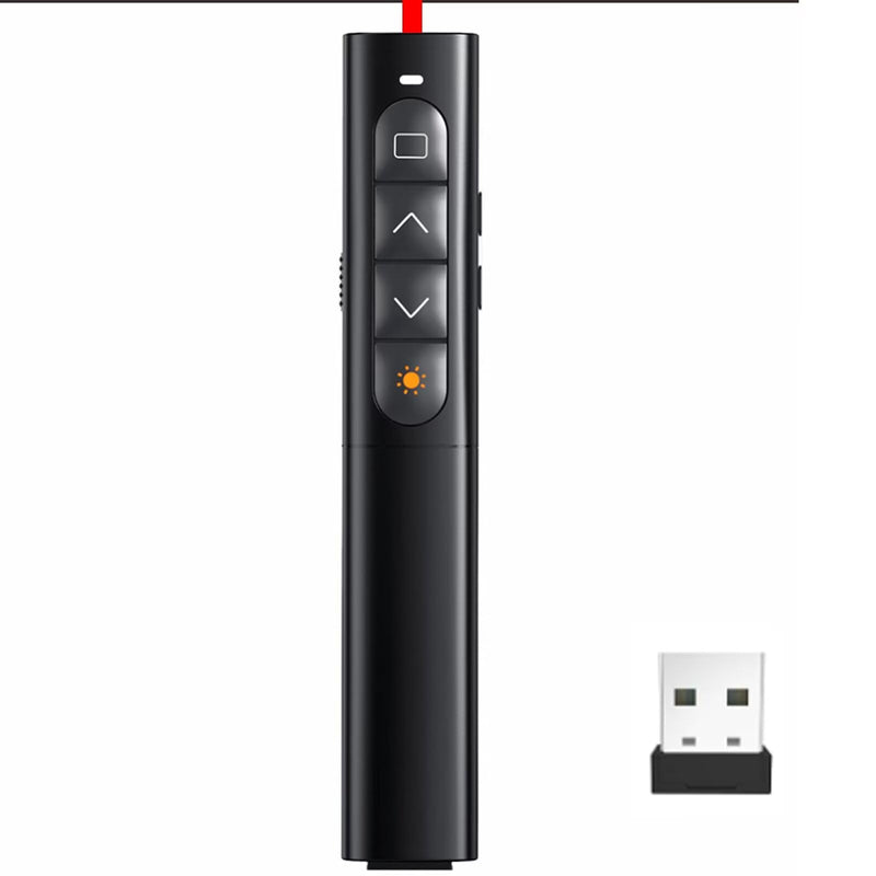 Presentation Clicker Wireless Slide Remote for Powerpoint PPT Slideshow, USB Presenter Pointer Advancer for Office Classroom Laptop/Computer/Mac Red Light Red Lit-Single USB