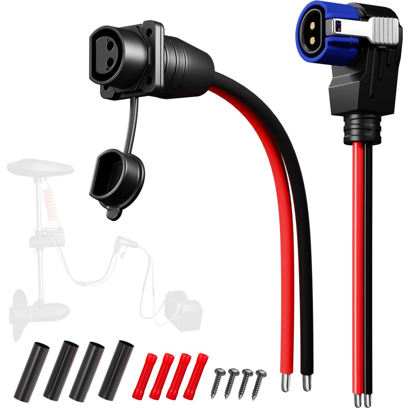 60 Amp Trolling Motor Plug and Receptacle, IP67 Waterproof 8 Gauge 2-Wire Marine Power Connector, 12V-48V Quick Connect for Minn Kota and MotorGuide Boats Blue-1
