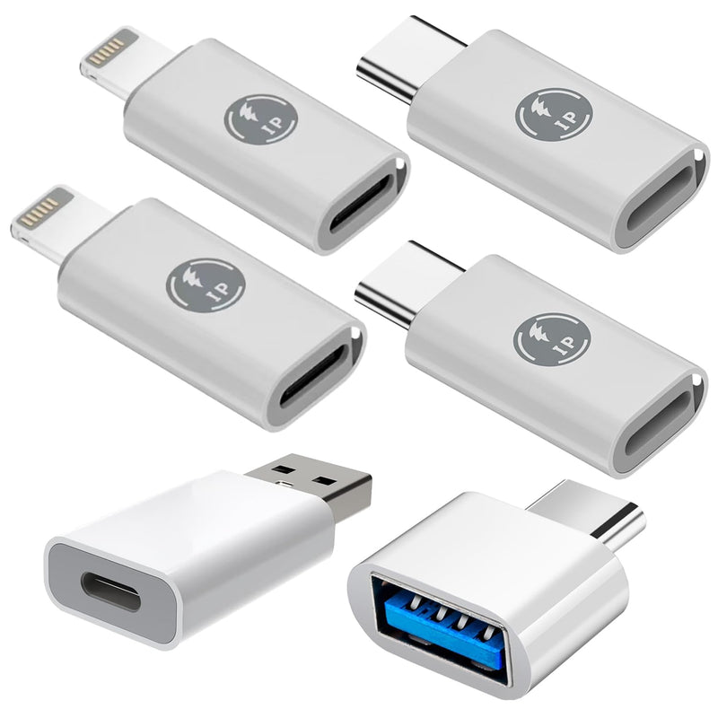 URANT (6Pack Adapter,USB C to USB 3.0 OTG Adapter,2 Type C Female to Lightning Male,2 Lightning Female to Type C Male Compatible with iPhone 15 14 13 12Pro Max Plus, Samsung Galaxy, Laptop, PC