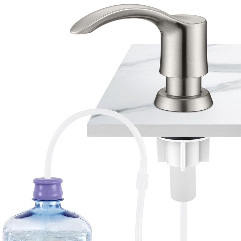 GAGALIFE Kitchen Sink Soap Dispenser - Sink Soap Dispenser Pump with 40" Silicone Extension Tube Kit (Brushed Nickel), Say Goodbye to Frequent Refills G080-1BN Brushed Nickel