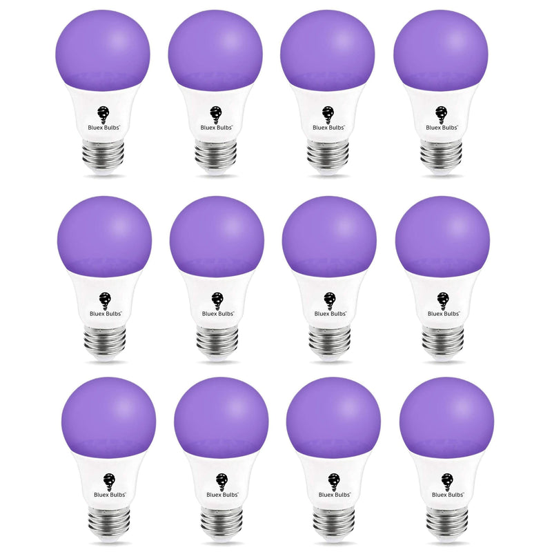 12 Pack LED Black Light Bulb, 9W A19 E26 Blacklight Bulb Level 385-400nm, Body Paint, Glow in The Dark LED Light Bulb Neon Glow Fluorescent Poster Black Bulb 12 Count (Pack of 1)