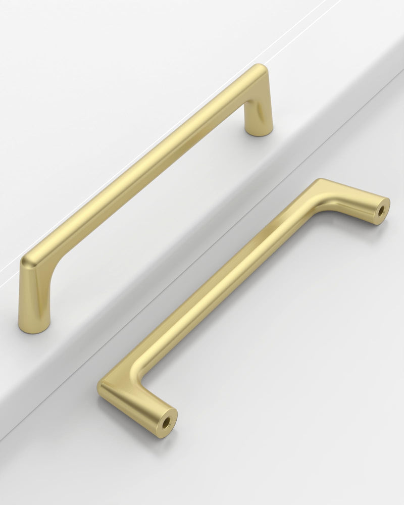 10 Pack 5"(128mm) Brushed Gold Cabinet Pulls Kitchen Cabinet Handles Drawer Handle Cupboard Hardware for Cabinets 5" Hole Center 10